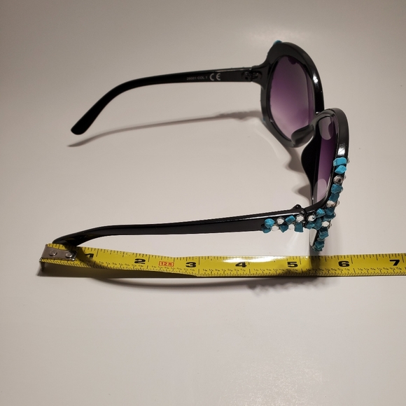 Turquoise Swarovski Elements Retro Oversized Sunglasses - Picture 6 of 8
